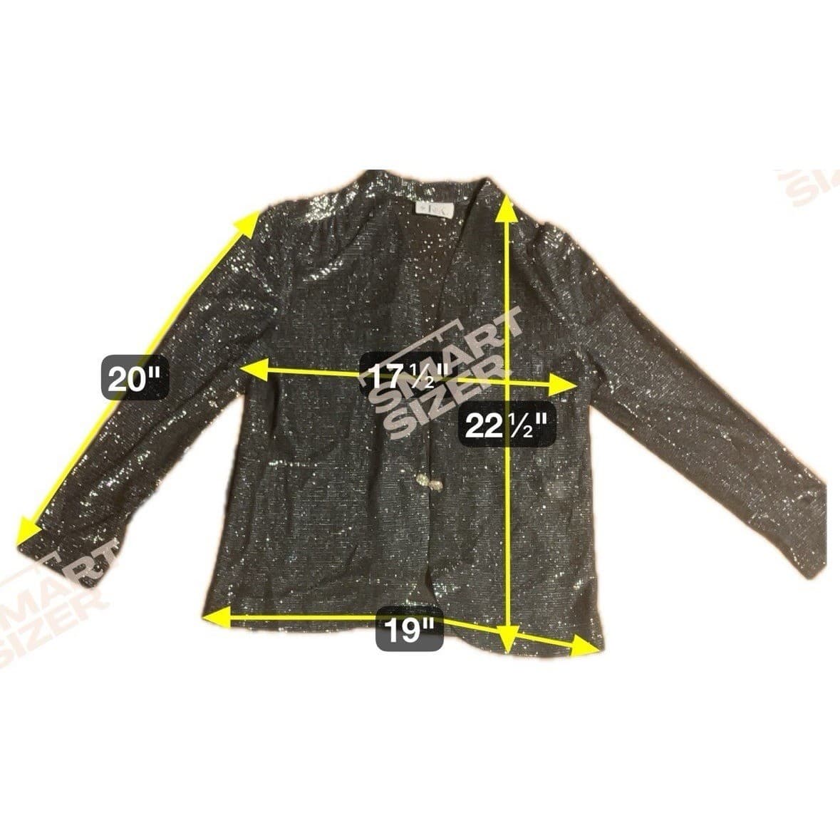 R&K Petite Metallic Silver Black Shimmer Evening Blazer, Vintage Size 8 Jacket - Thumbnail 2