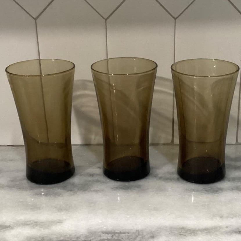 Anchor Hocking Linden Mocha Tumblers, Set of 3, Vintage Tawny Brown Glasses - Thumbnail 12