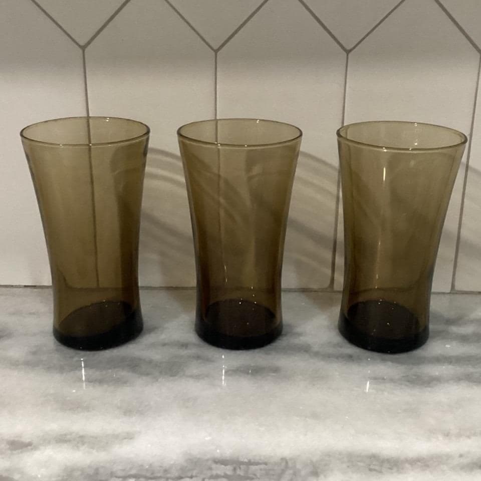 Anchor Hocking Linden Mocha Tumblers, Set of 3, Vintage Tawny Brown Glasses - Thumbnail 9