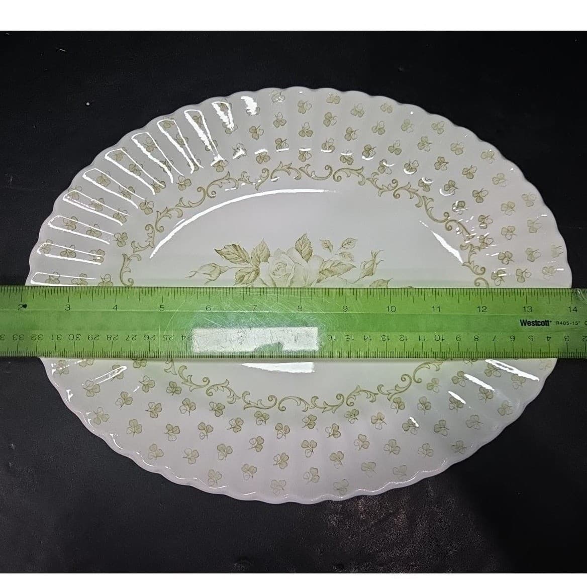 J&G Meakin Ironstone "Chantilly Green" Oval Serving Platter, Vintage Serveware - Thumbnail 5