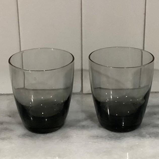 Libbey Smoke Gray Glass Tumblers, Set of 2, Vintage Weighted Bottom Glassware - Thumbnail 10