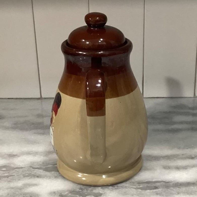 Tricolor Brown Large Teapot, Vintage Rooster "Chicken Feed" Design Tea Pot - Thumbnail 11