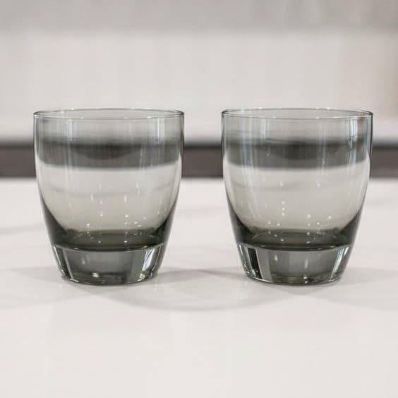 Libbey Smoke Gray Glass Tumblers, Set of 2, Vintage Weighted Bottom Glassware