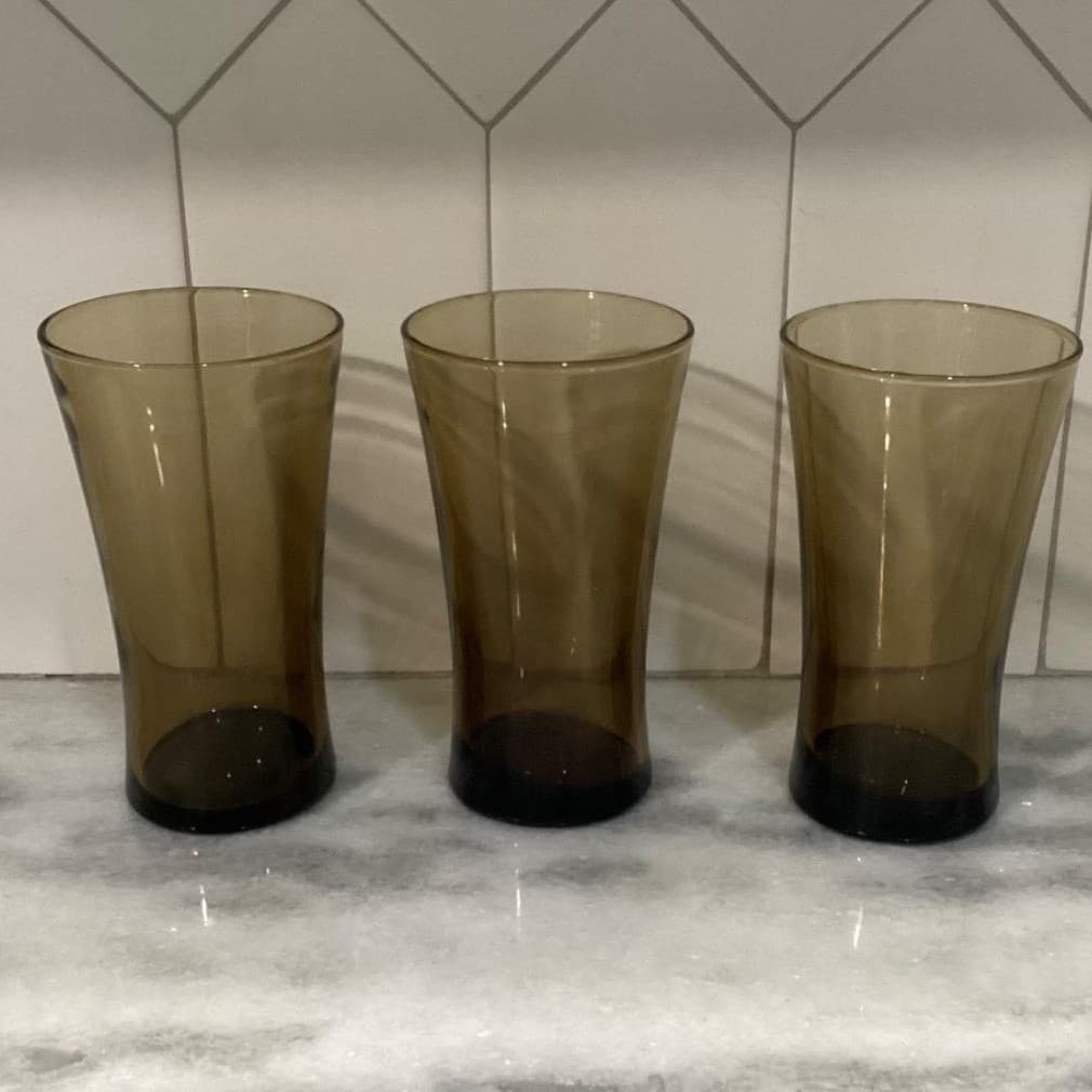 Anchor Hocking Linden Mocha Tumblers, Set of 3, Vintage Tawny Brown Glasses - Thumbnail 10