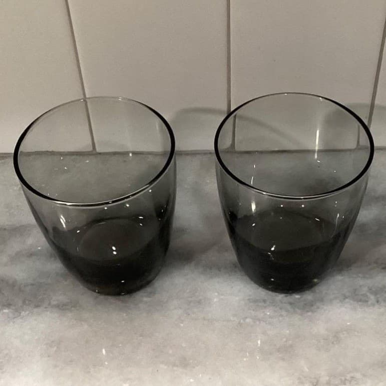 Libbey Smoke Gray Glass Tumblers, Set of 2, Vintage Weighted Bottom Glassware - Thumbnail 3