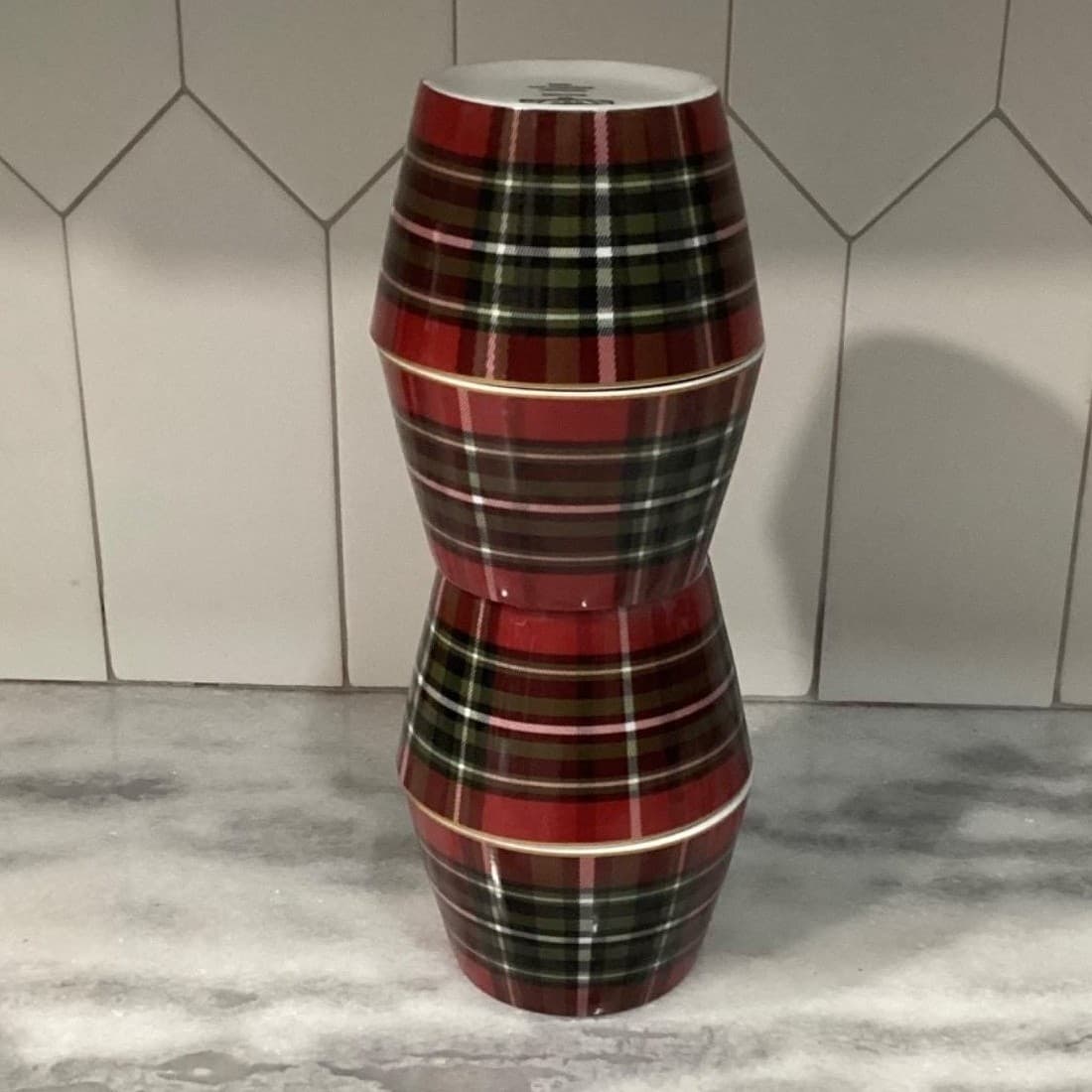 222 Fifth Wexford Dessert Bowls, Set of 4, Red Plaid Design Dinnerware - Thumbnail 10