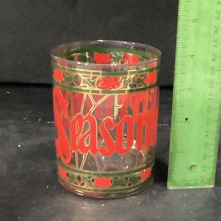 Culver "Seasons Greetings" Christmas Lowball Tumblers, Set Of 2, Stained Design - Thumbnail 6