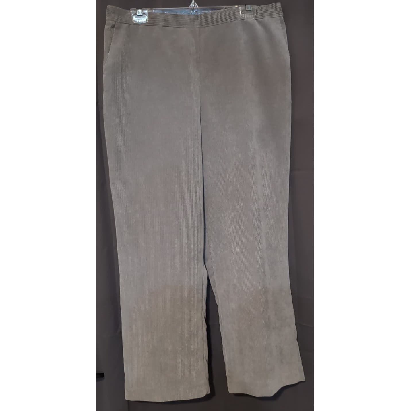 Alfred Dunner Grey Corduroy Straight Leg Elastic Waist Pants, Woman's Size 18 - Thumbnail 3