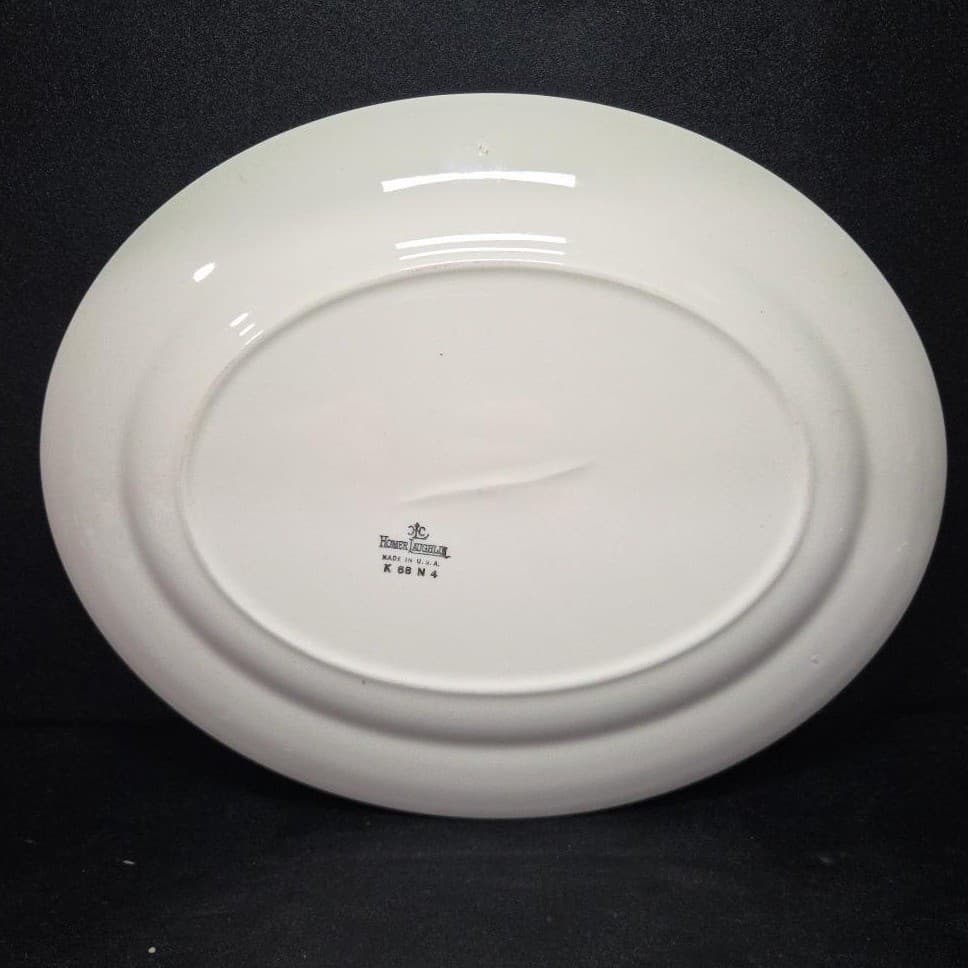 Homer Laughlin Tiffany Rose Oval Platter, Vintage Pink Flowers & Gray Leaves - Thumbnail 3