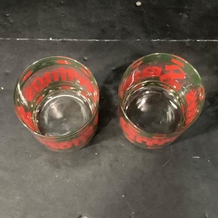Culver "Seasons Greetings" Christmas Lowball Tumblers, Set Of 2, Stained Design - Thumbnail 4