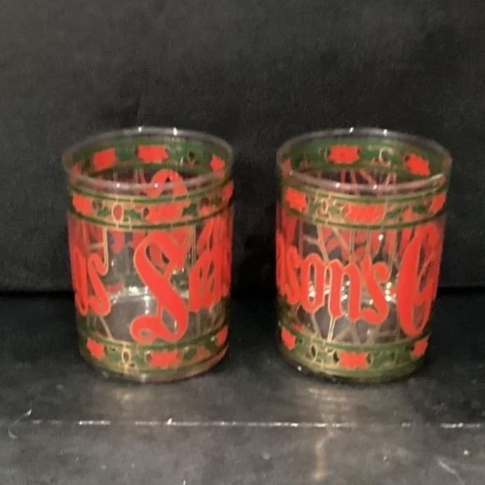 Culver "Seasons Greetings" Christmas Lowball Tumblers, Set Of 2, Stained Design - Thumbnail 9