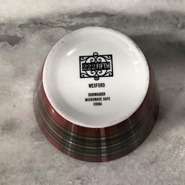 222 Fifth Wexford Dessert Bowls, Set of 4, Red Plaid Design Dinnerware - Thumbnail 4