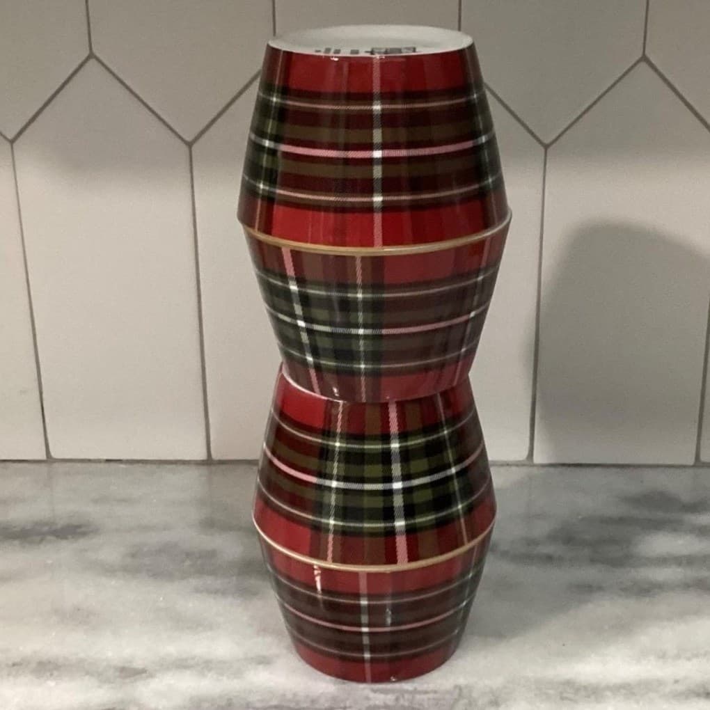222 Fifth Wexford Dessert Bowls, Set of 4, Red Plaid Design Dinnerware - Thumbnail 11
