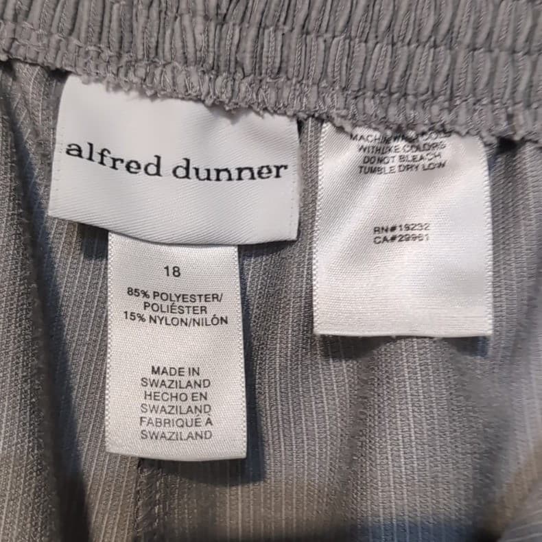 Alfred Dunner Grey Corduroy Straight Leg Elastic Waist Pants, Woman's Size 18 - Thumbnail 5