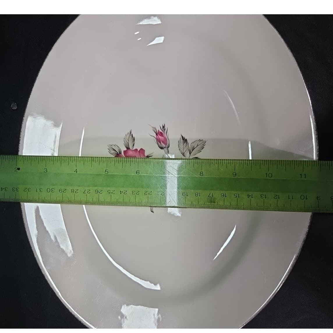 Homer Laughlin Tiffany Rose Oval Platter, Vintage Pink Flowers & Gray Leaves - Thumbnail 6