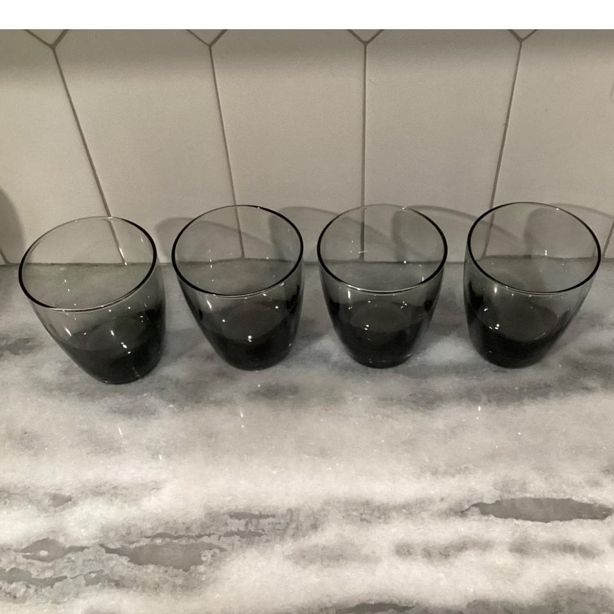 Libbey Smoke Gray Glass Tumblers, Set of 4, Vintage Weighted Bottom Glassware - Thumbnail 3