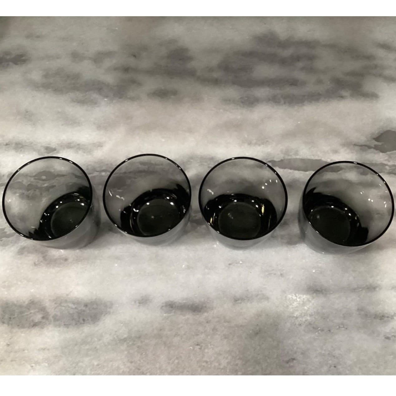 Libbey Smoke Gray Glass Tumblers, Set of 4, Vintage Weighted Bottom Glassware - Thumbnail 4