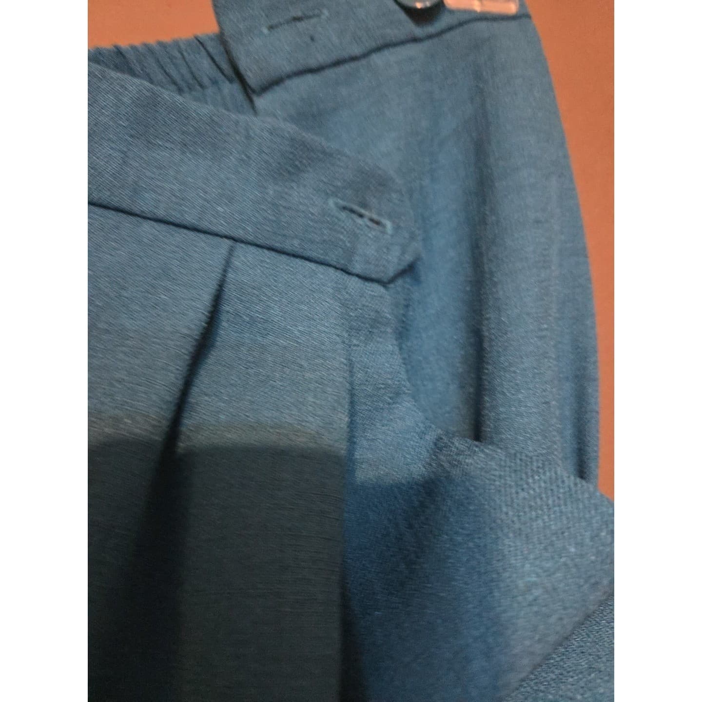 Plaza South Vintage Teal Blue High Waisted Pleated Trousers, Wome's Size 8 Pants - Thumbnail 6