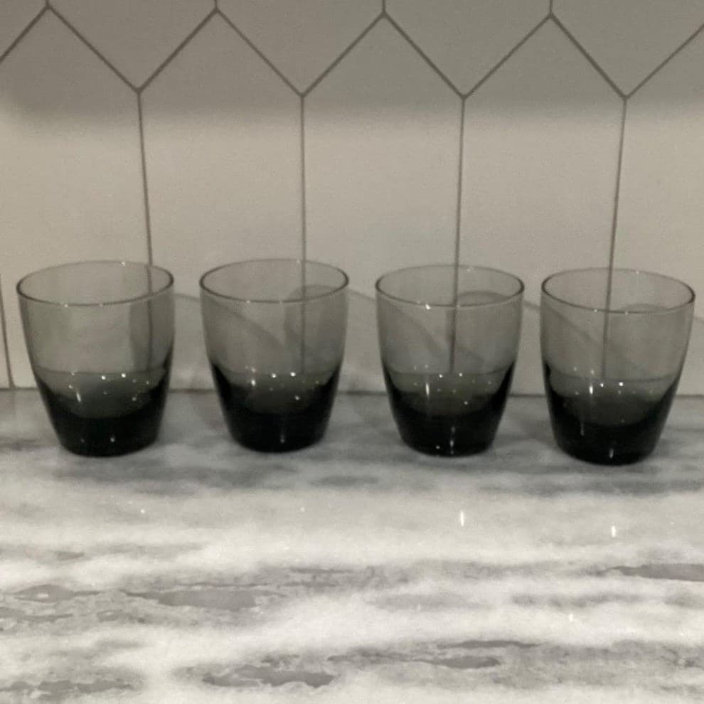 Libbey Smoke Gray Glass Tumblers, Set of 4, Vintage Weighted Bottom Glassware - Thumbnail 10