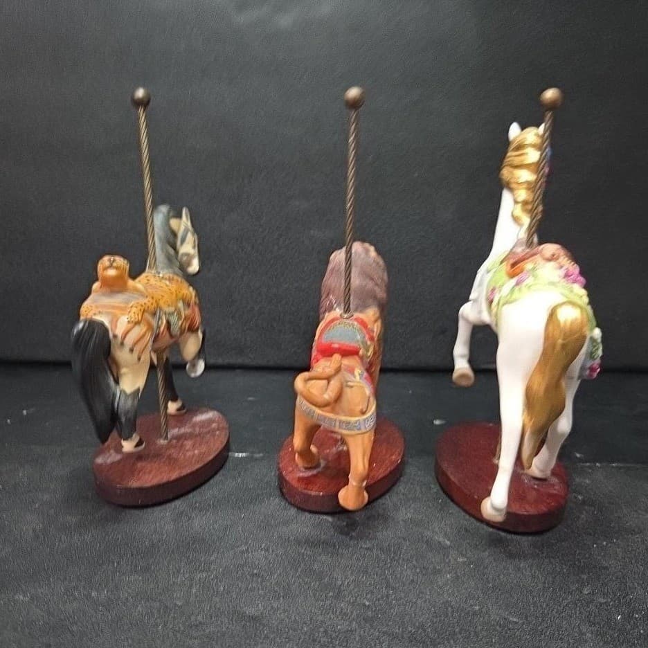 Franklin Mint Carousel Art Figurines, Set of 3 Repaired Pieces, Horse & Lions - Thumbnail 6