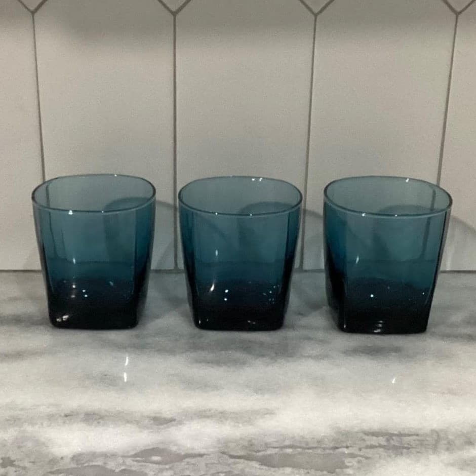 Anchor Hocking Rio Coastal Blue Old Fashioned Glasses, Set of 3 Lowball Tumblers - Thumbnail 9