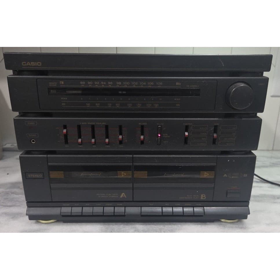 Casio MS180 AM/FM Stereo Music System Dual Cassette 5-Band Graphic EQ Black - Thumbnail 2