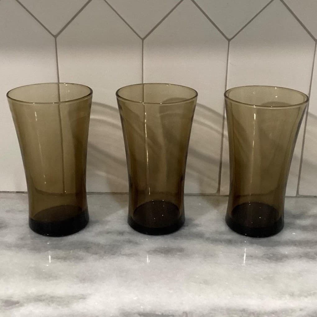 Anchor Hocking Linden Mocha Tumblers, Set of 3, Vintage Tawny Brown Glasses - Thumbnail 8
