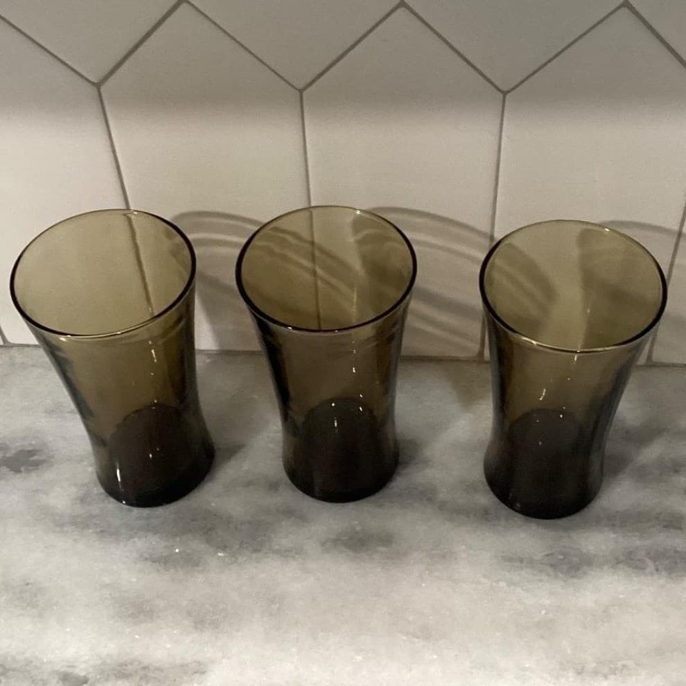 Anchor Hocking Linden Mocha Tumblers, Set of 3, Vintage Tawny Brown Glasses - Thumbnail 3