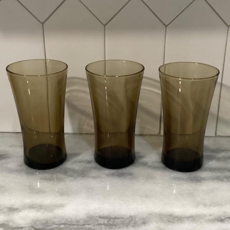 Anchor Hocking Linden Mocha Tumblers, Set of 3, Vintage Tawny Brown Glasses - Thumbnail 11