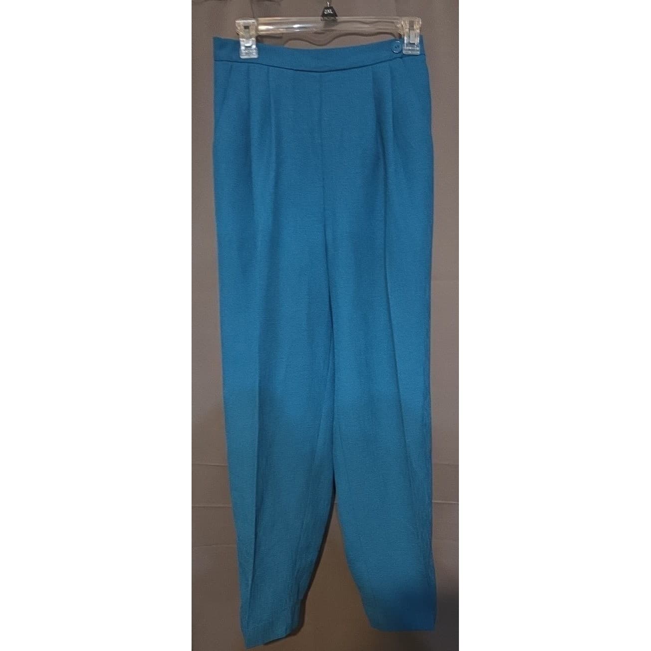 Plaza South Vintage Teal Blue High Waisted Pleated Trousers, Wome's Size 8 Pants - Thumbnail 3