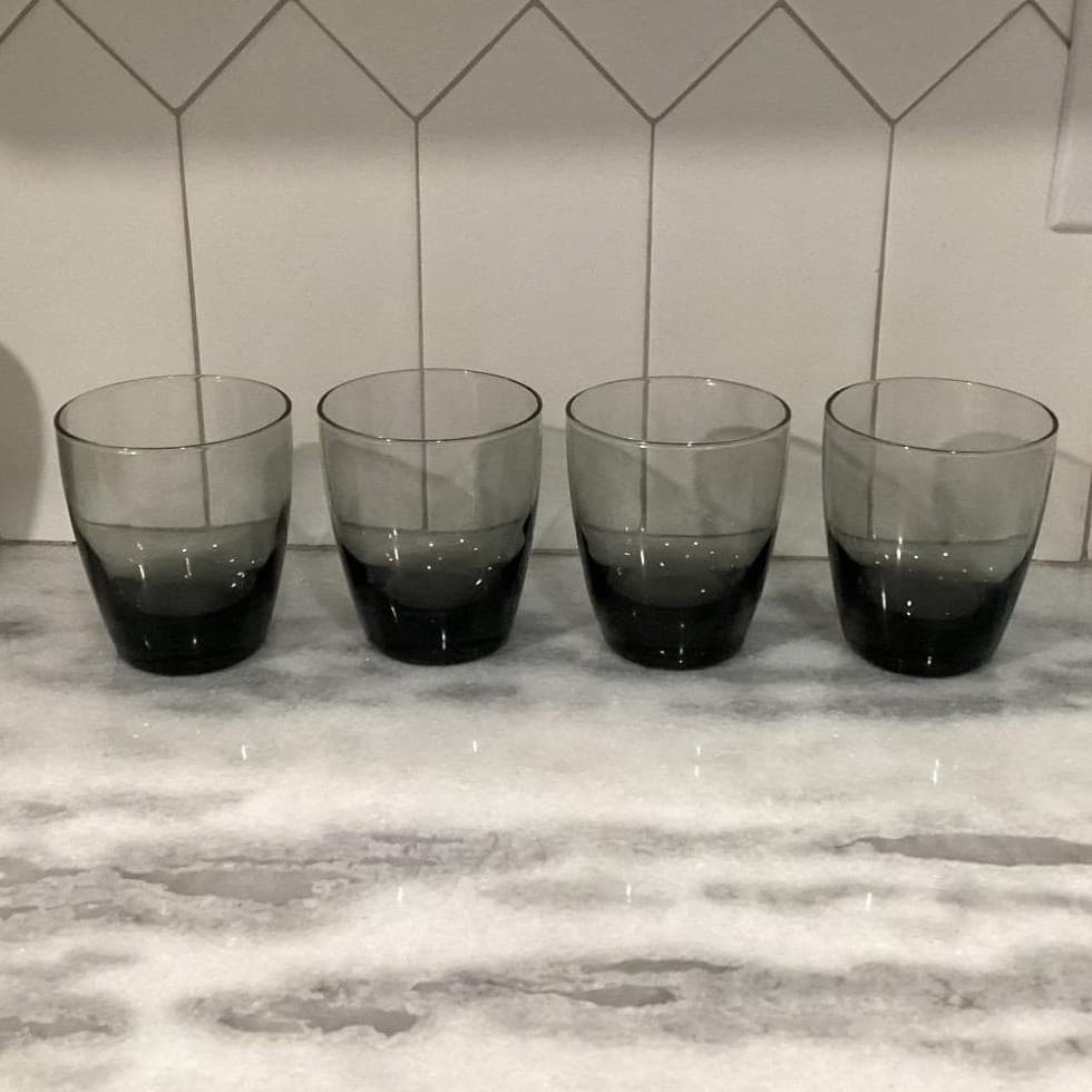Libbey Smoke Gray Glass Tumblers, Set of 4, Vintage Weighted Bottom Glassware - Thumbnail 2