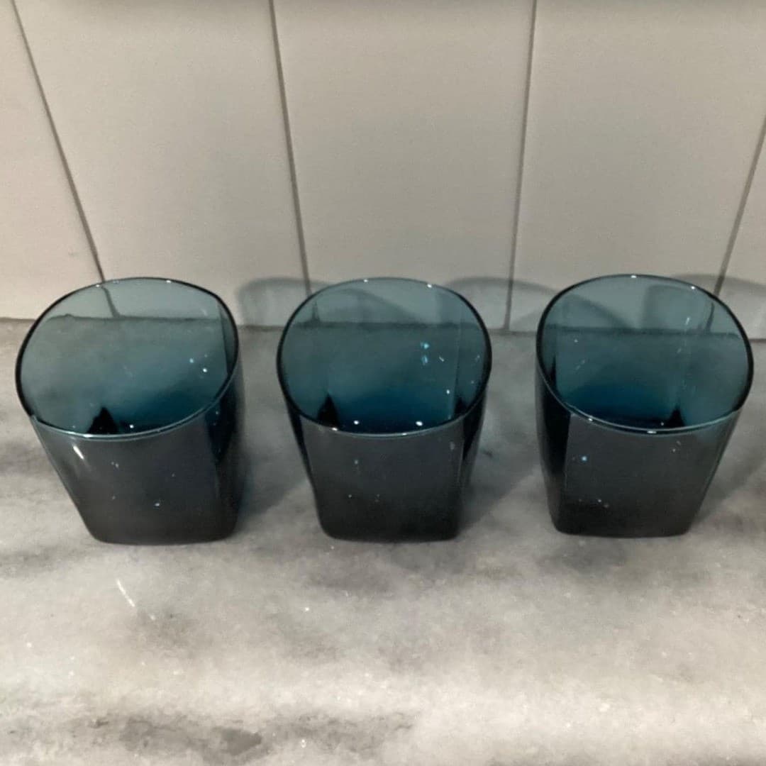 Anchor Hocking Rio Coastal Blue Old Fashioned Glasses, Set of 3 Lowball Tumblers - Thumbnail 3