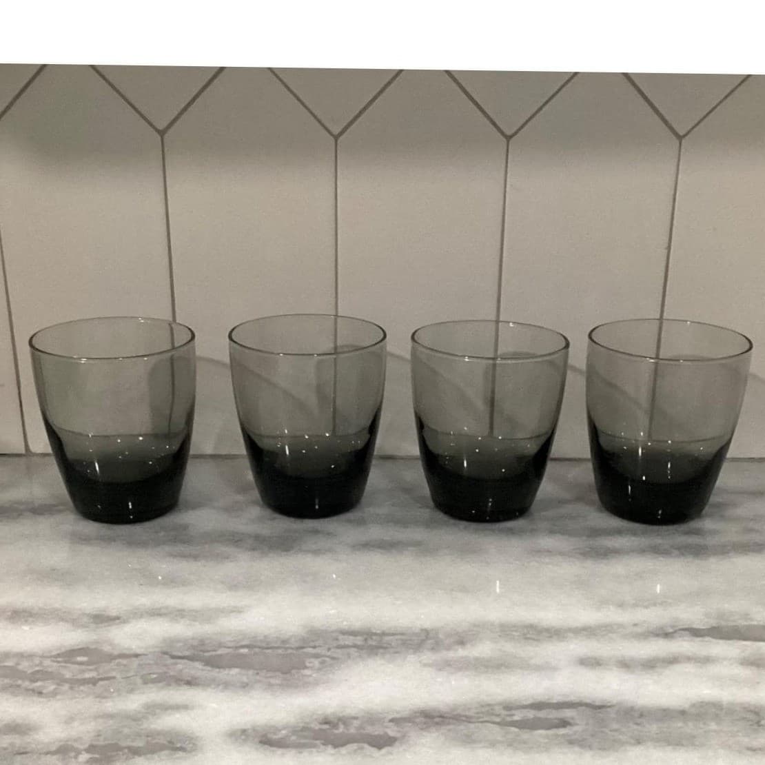Libbey Smoke Gray Glass Tumblers, Set of 4, Vintage Weighted Bottom Glassware - Thumbnail 9