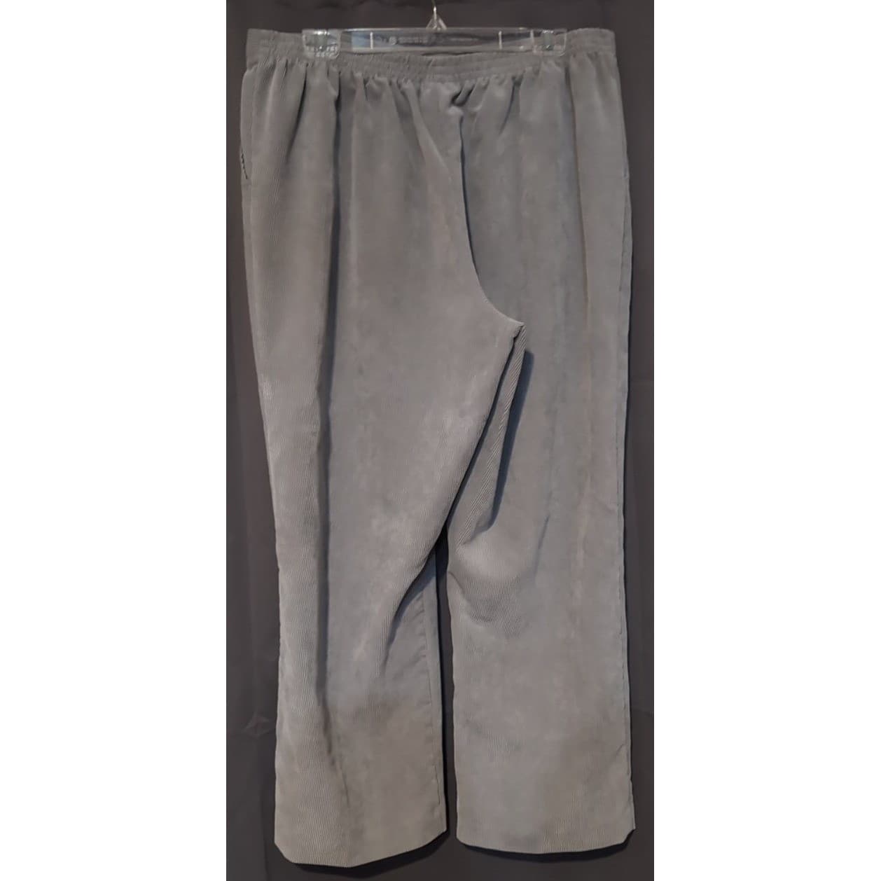 Alfred Dunner Grey Corduroy Straight Leg Elastic Waist Pants, Woman's Size 18 - Thumbnail 4