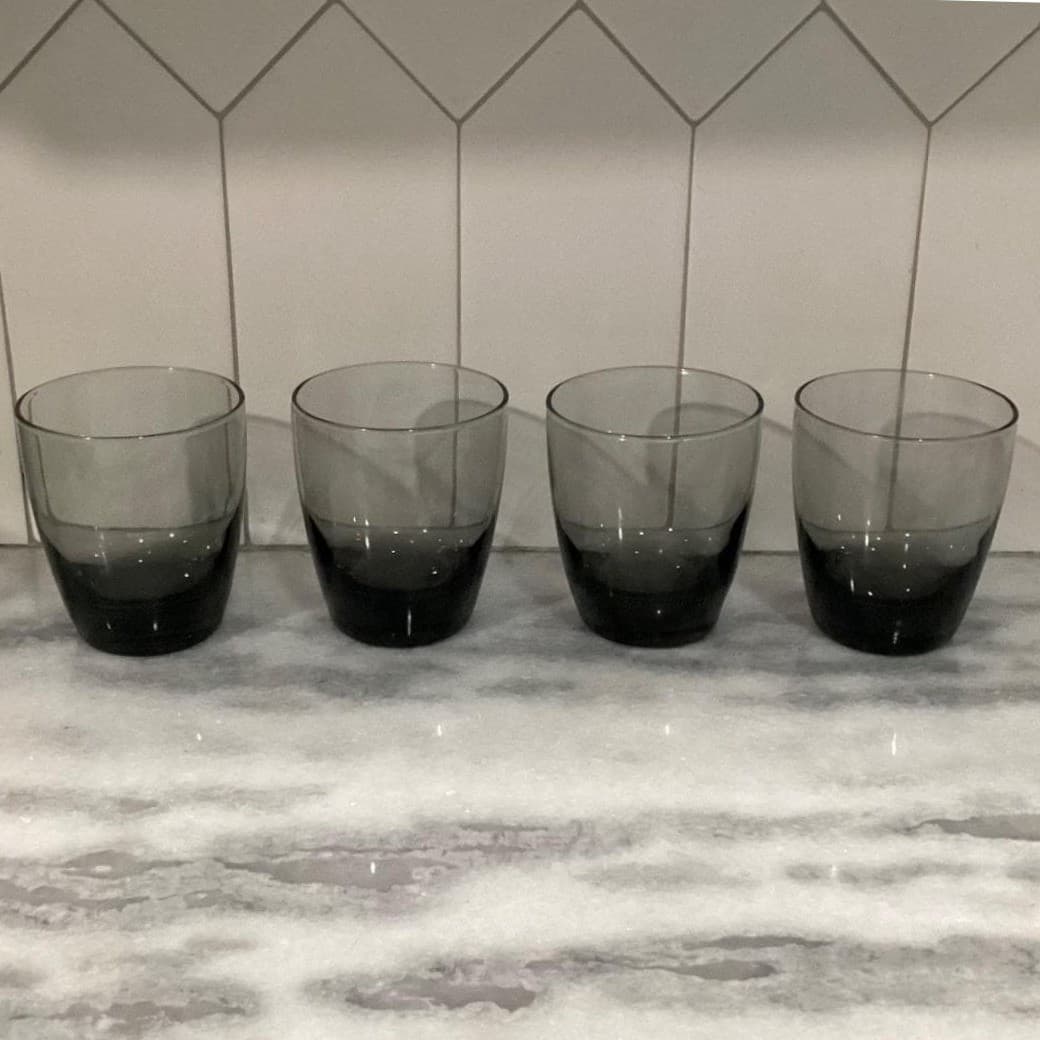 Libbey Smoke Gray Glass Tumblers, Set of 4, Vintage Weighted Bottom Glassware - Thumbnail 11