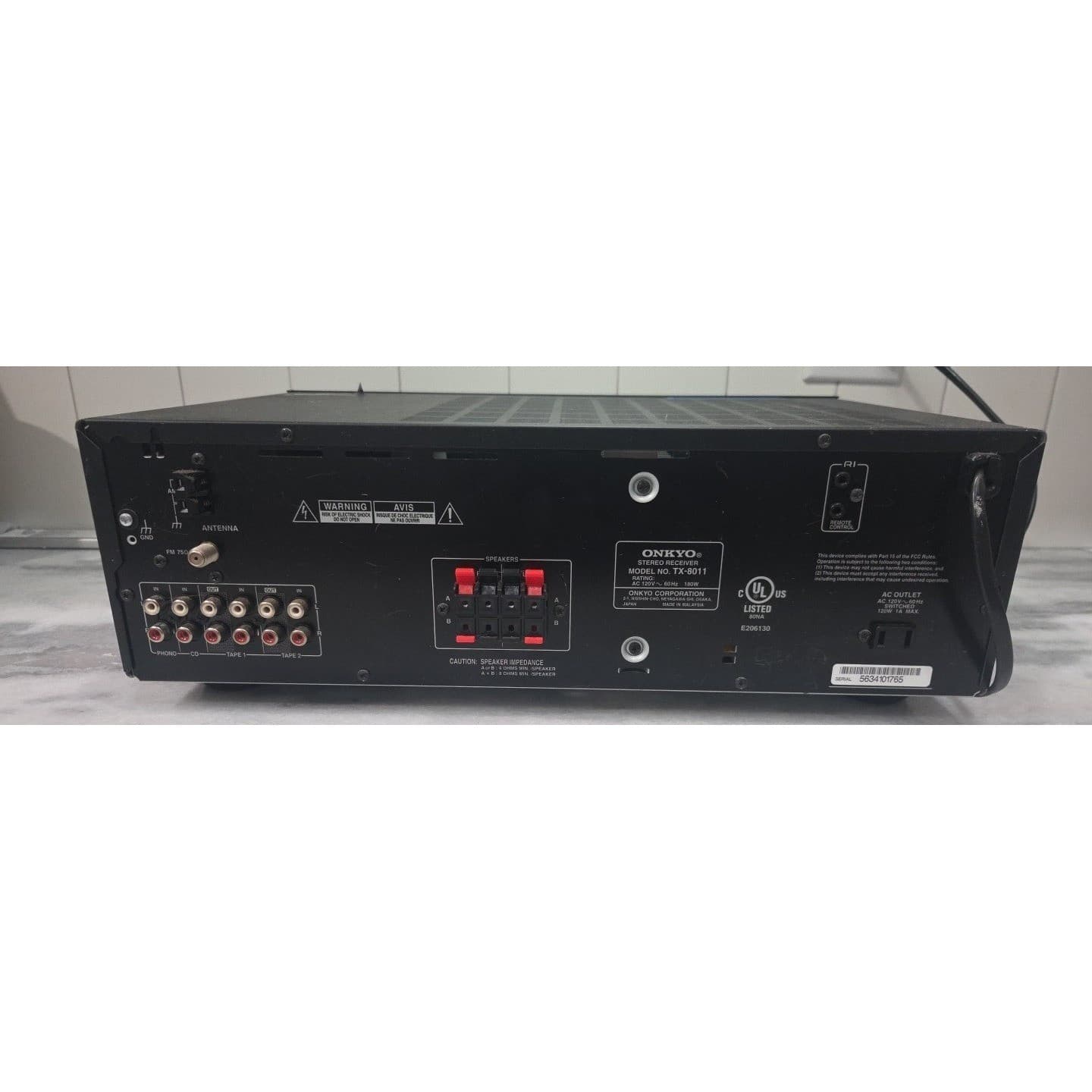 Onkyo TX-8011 Stereo Receiver WRAT AM FM Tuner Phono Input Black Home Audio - Thumbnail 6