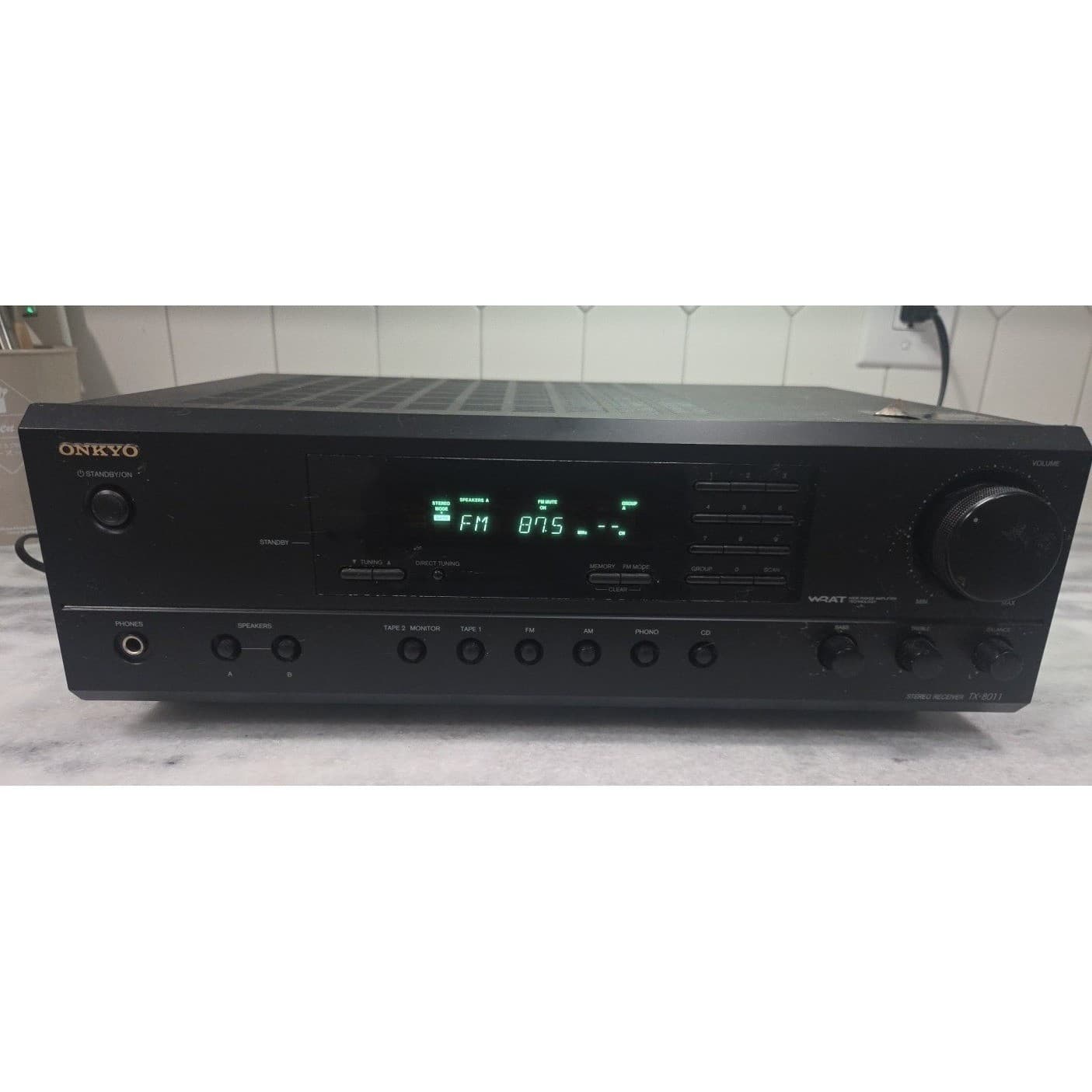 Onkyo TX-8011 Stereo Receiver WRAT AM FM Tuner Phono Input Black Home Audio - Thumbnail 2