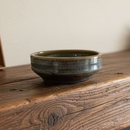 Zanesville Stoneware Blue Homespun Bowl #8004, Vintage Stoneage Modern Pottery