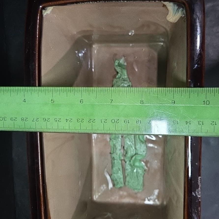 Studio Art Pottery Square Planter, Vintage Brown Glazed Ceramic Box, Centerpiece - Thumbnail 11