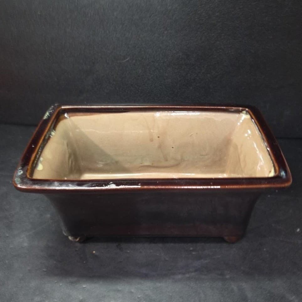 Studio Art Pottery Square Planter, Vintage Brown Glazed Ceramic Box, Centerpiece - Thumbnail 6
