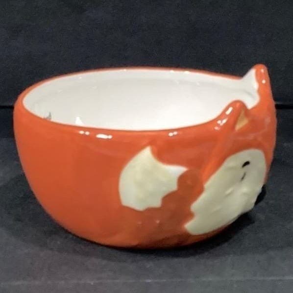 Fox Bowl Hand Painted 29oz Orange Dishwasher Microwave Safe - Thumbnail 9