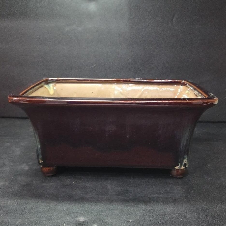 Studio Art Pottery Square Planter, Vintage Brown Glazed Ceramic Box, Centerpiece - Thumbnail 2