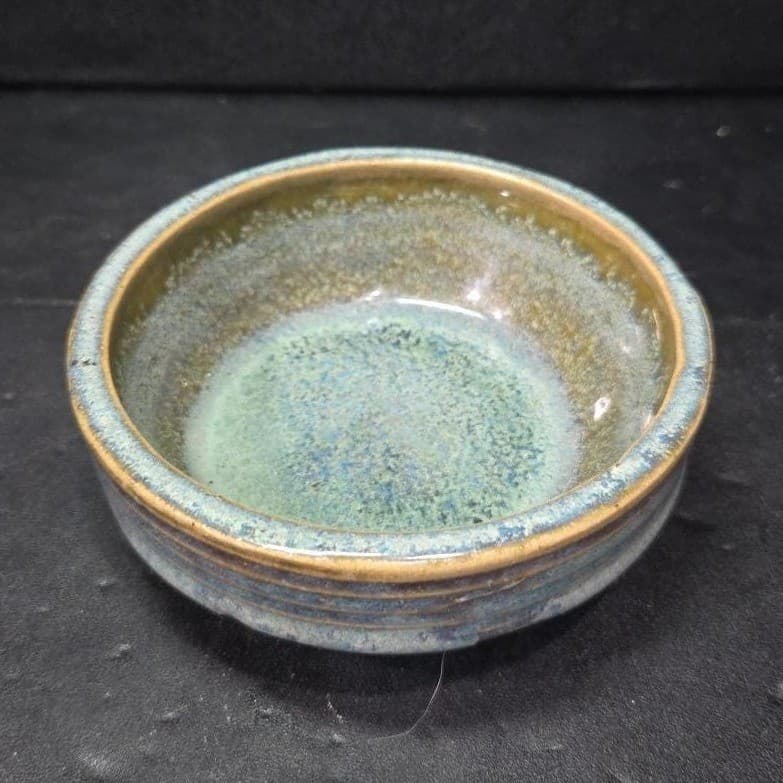 Zanesville Stoneware Blue Homespun Bowl #8004, Vintage Stoneage Modern Pottery - Thumbnail 3