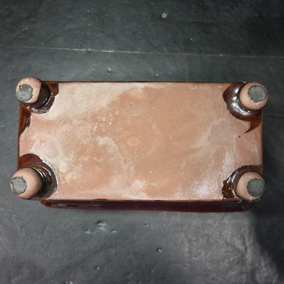 Studio Art Pottery Square Planter, Vintage Brown Glazed Ceramic Box, Centerpiece - Thumbnail 8