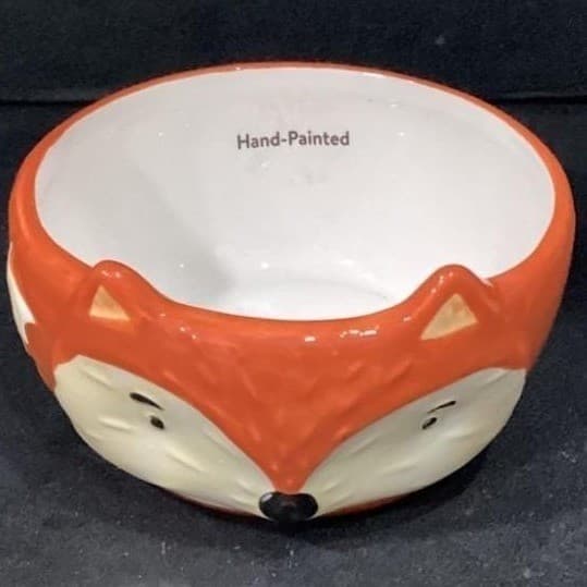 Fox Bowl Hand Painted 29oz Orange Dishwasher Microwave Safe - Thumbnail 6