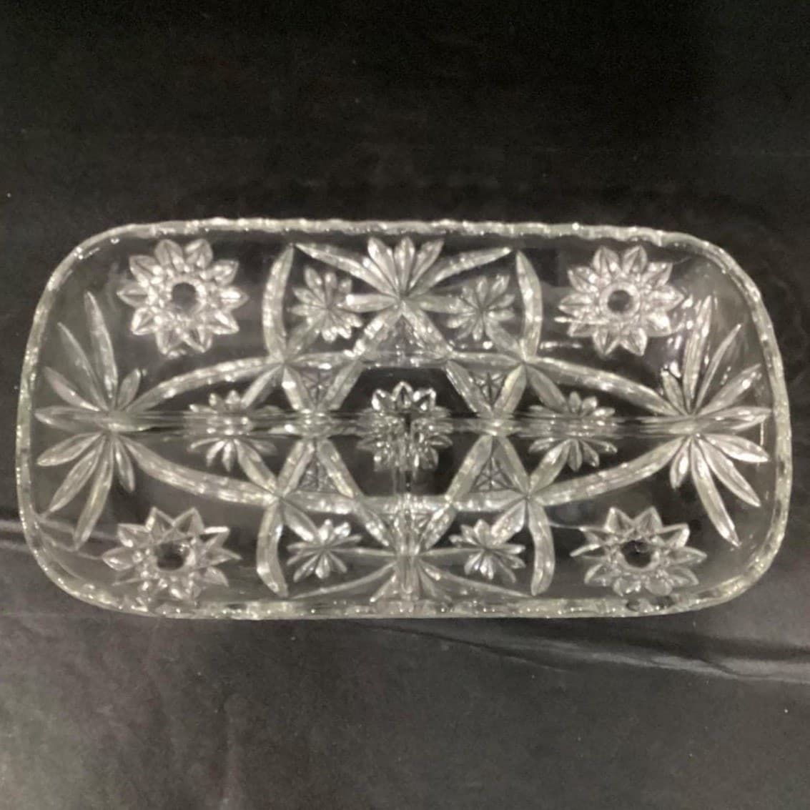 Anchor Hocking Early American Prescut Clear Glass 12 x 6 3 Part Divided Relish - Thumbnail 4