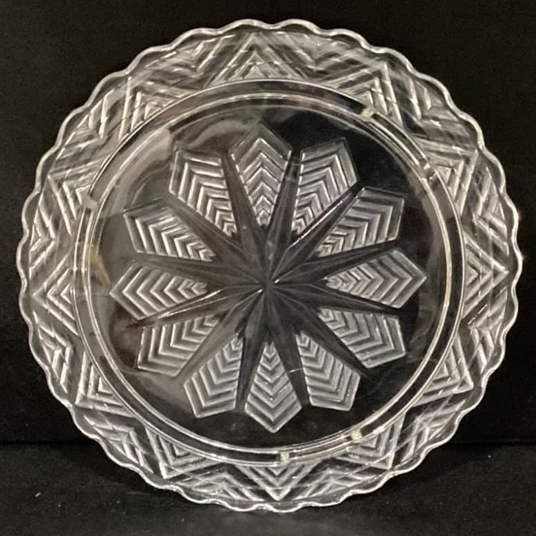 Vintage 1950s Federal Glass Snowflake Starburst Footed Cake Plate 11 In - Thumbnail 5
