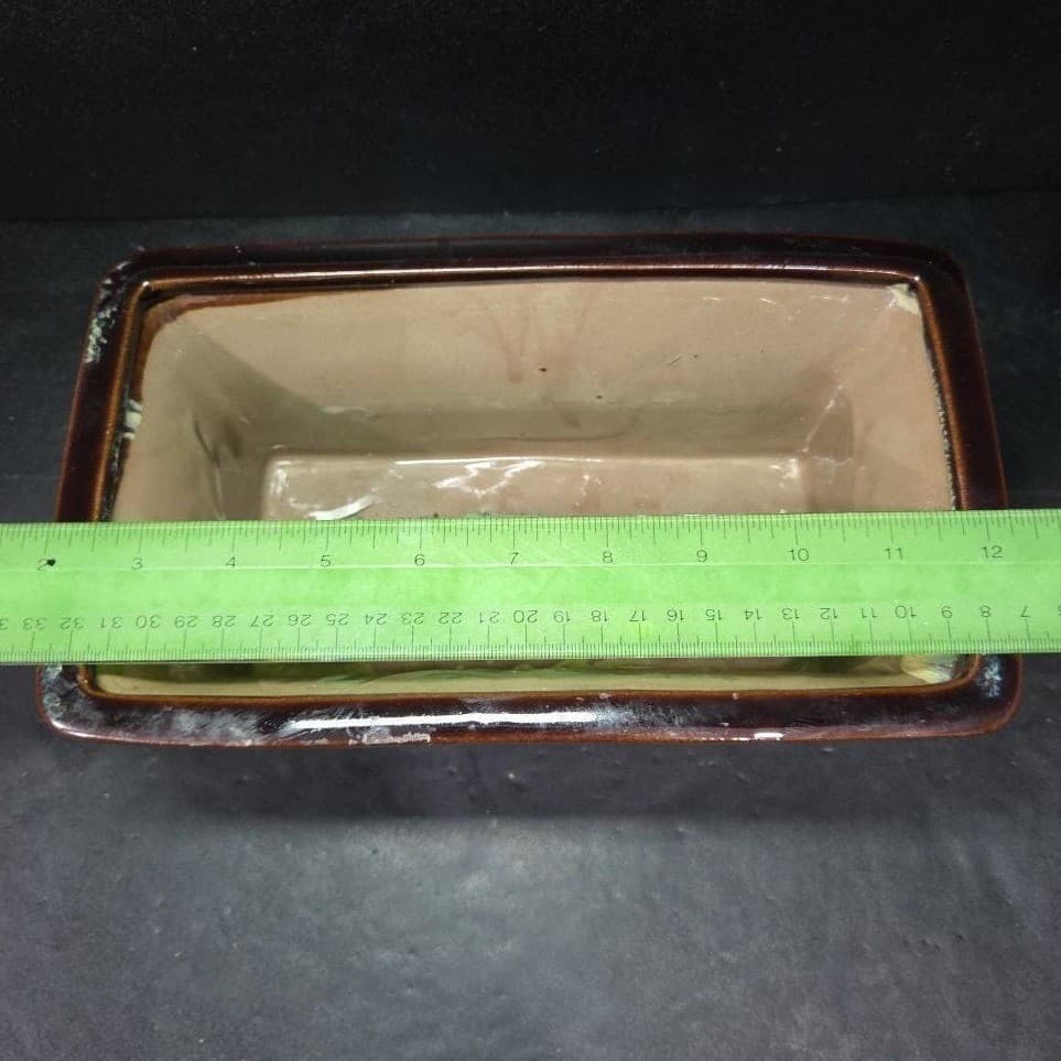 Studio Art Pottery Square Planter, Vintage Brown Glazed Ceramic Box, Centerpiece - Thumbnail 9
