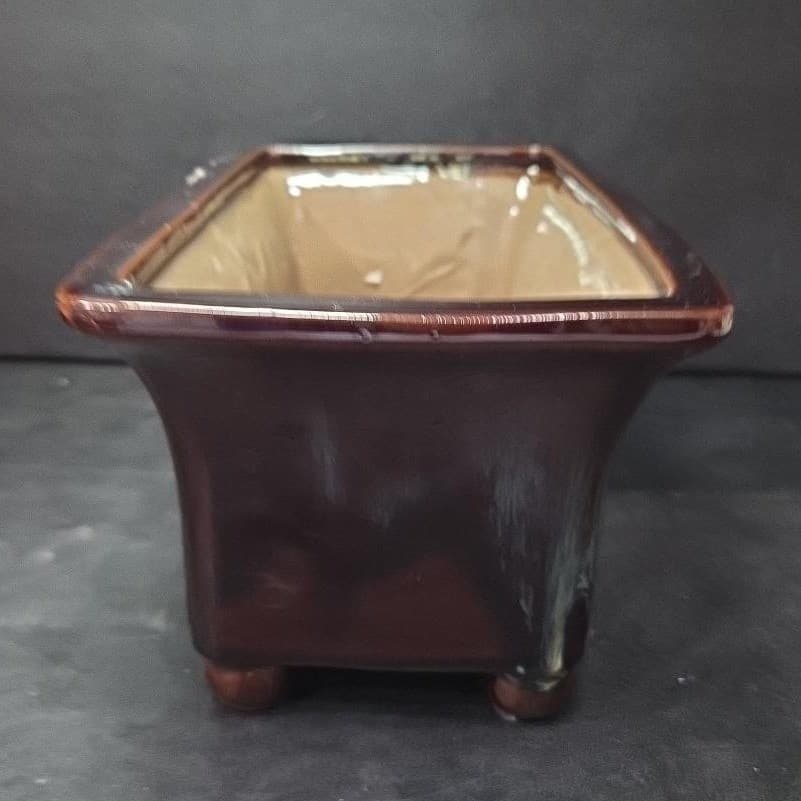 Studio Art Pottery Square Planter, Vintage Brown Glazed Ceramic Box, Centerpiece - Thumbnail 5