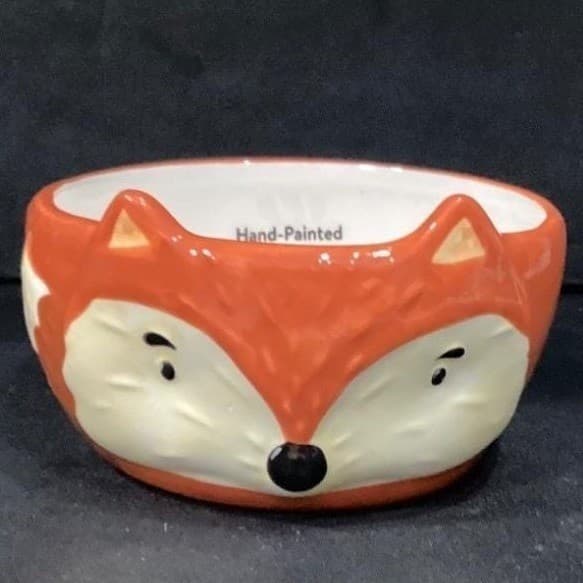 Fox Bowl Hand Painted 29oz Orange Dishwasher Microwave Safe - Thumbnail 7
